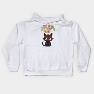 cute black cat sad unused for Halloween theme. Kids Hoodie